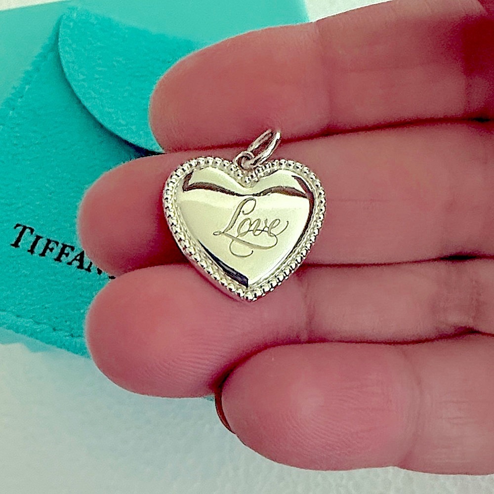 Vintage Tiffany & Co. LOVE Heart - Beaded Edge Milgrain Pendant - FINAL - Picture 7 of 13